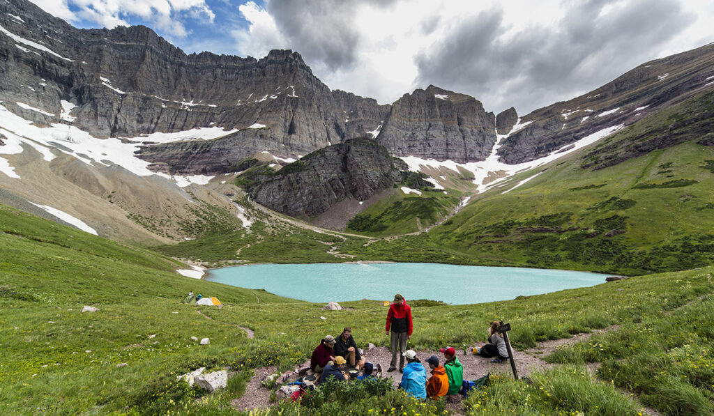 Lake and glacier at the Glacier national park